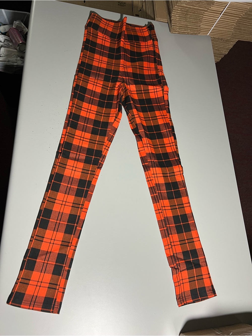 Unique Vintage Orange Plaid Rizzo Cigarette Pants Halloween Goth Blackcraft NWT